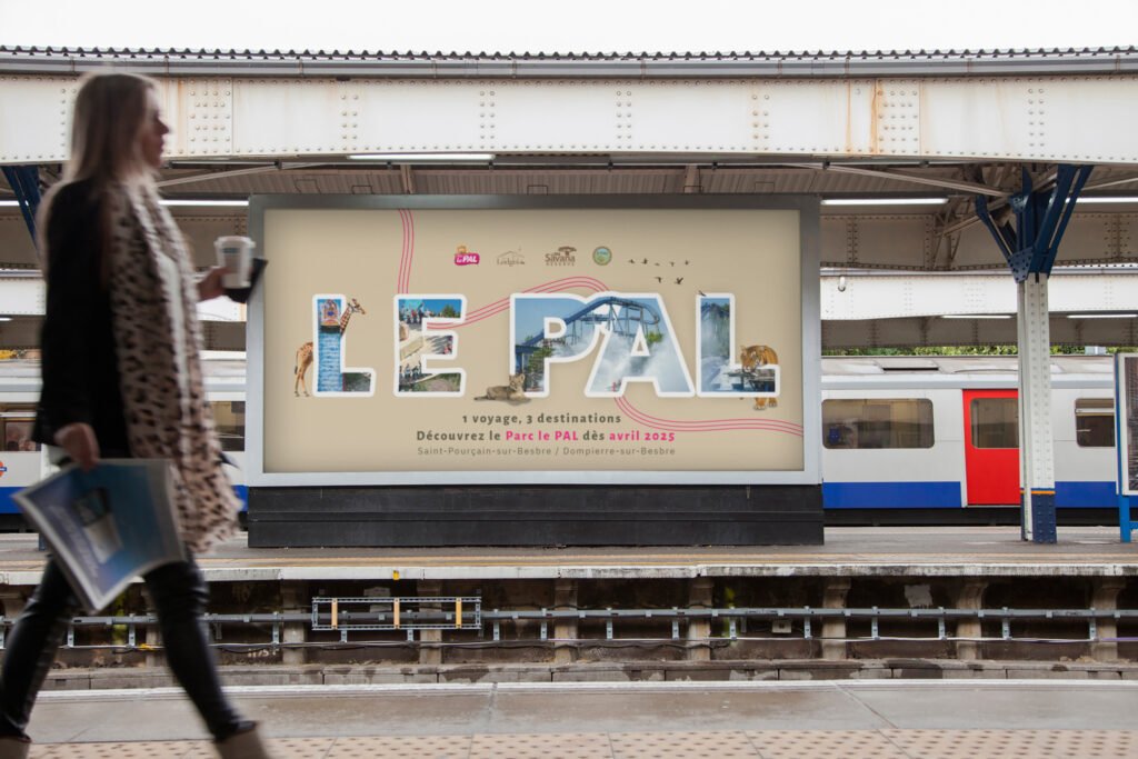 Affiche parc le PAL sur un quai de gare